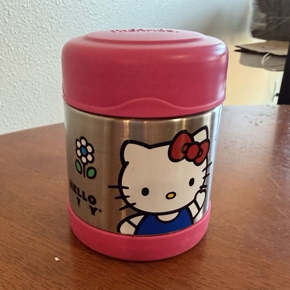 Thermos Hello Kitty Pink Stainless Steel Vacuum Food Jar 10 oz Twist Lid